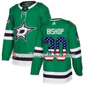 Adidas Maillot de Hockey Dallas Stars Ben Bishop 30 2017-2018 Kelly Vert USA Flag Fashion Authentic - Homme